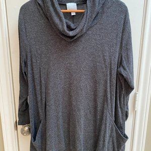 Charcoal Cowl Neck Pullover Sweater WITH POCKETS!